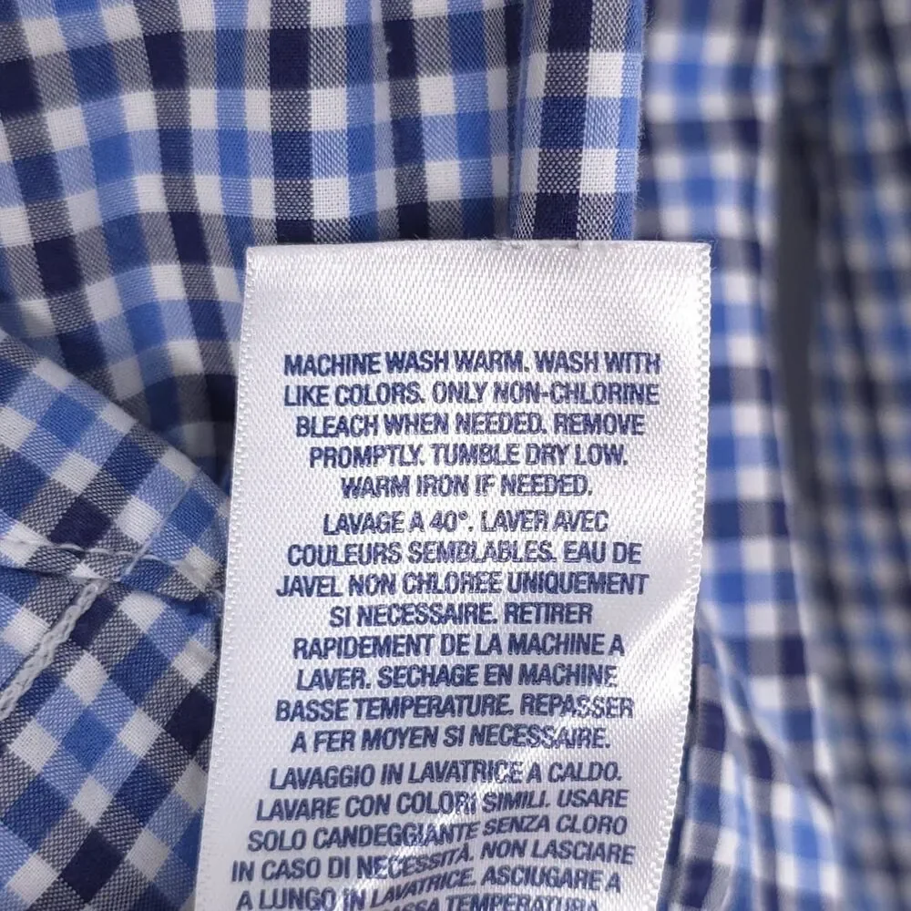 RALPH LAUREN Boys Shirt XL‎ 18-20 Long Sleeve Multicolor Plaid Blue Check Cotton